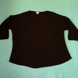 AVENUE knit sweater scoop neck multi pattern 3/4 sleeve black size 14 - 16